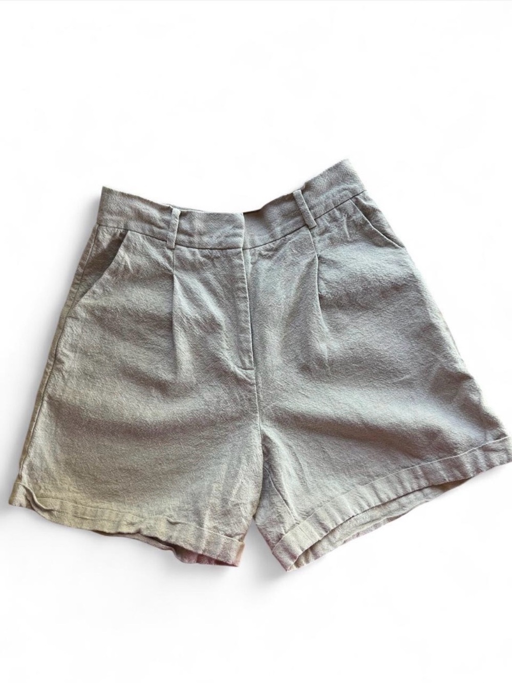 FRNCH Paris Linen Blend Pleated Shorts Light Beige Medium